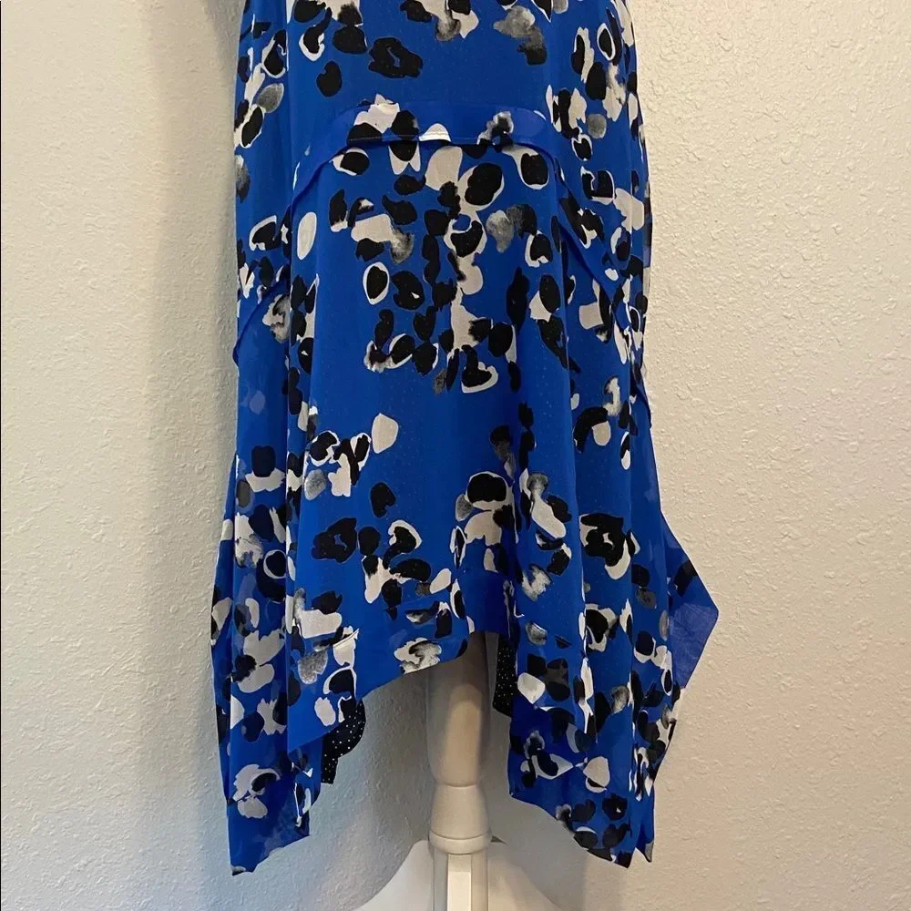 CAbi Blue Floral Untamed Electric Blue Asymmetrical Style 5576 Dress Size Large - Picture 3 of 9